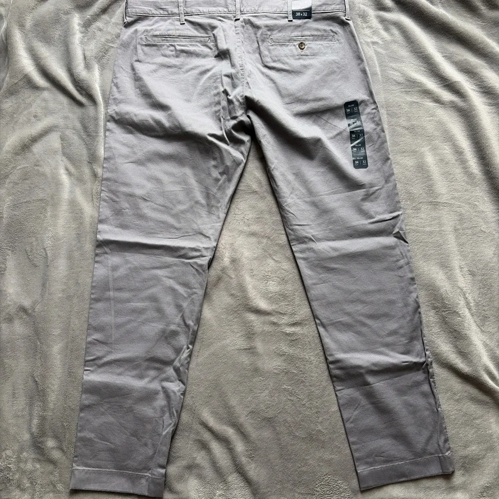 NWT J.Crew Pants Mens 38x32 Gray Slim Flex Chino Stretch Cotton Flat Front H3167